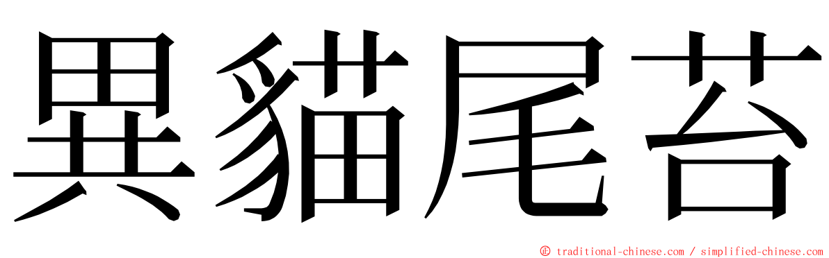 異貓尾苔 ming font