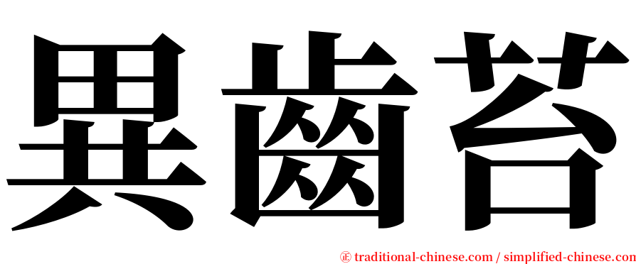 異齒苔 serif font