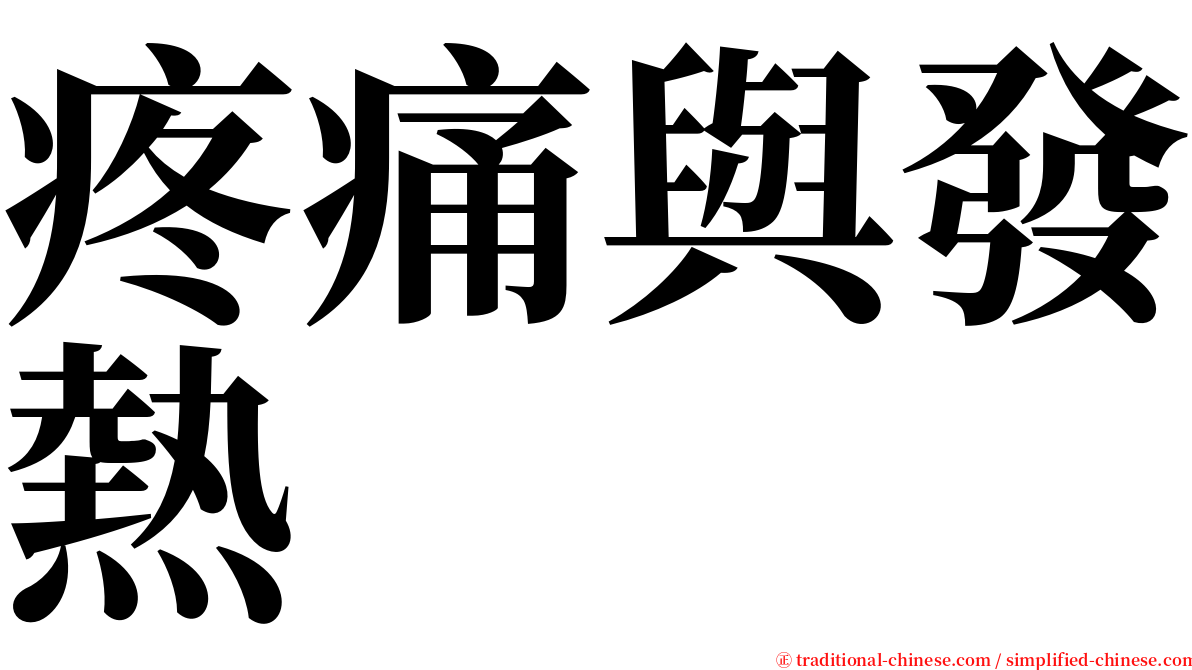 疼痛與發熱 serif font