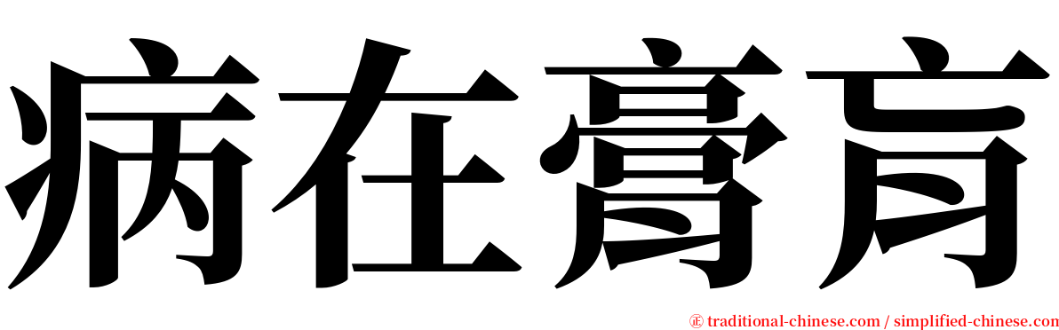 病在膏肓 serif font