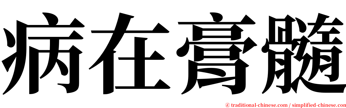 病在膏髓 serif font