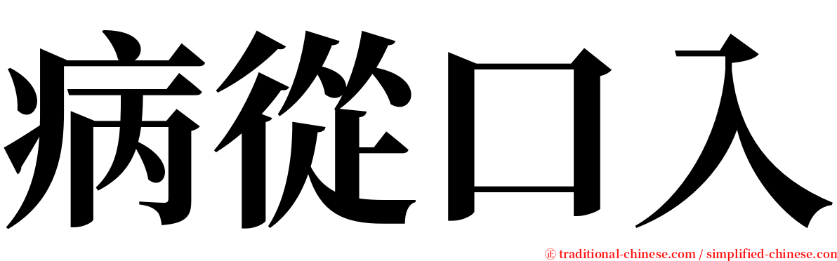 病從口入 serif font