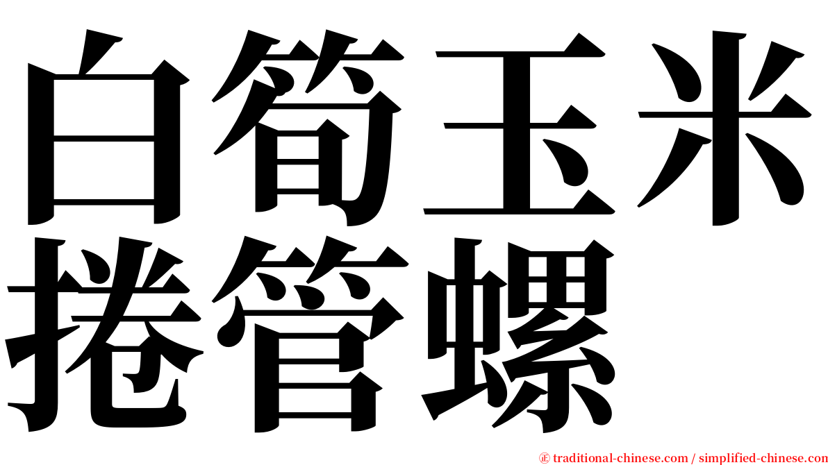 白筍玉米捲管螺 serif font