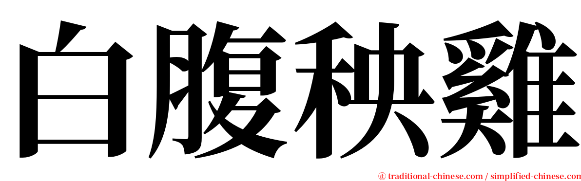 白腹秧雞 serif font