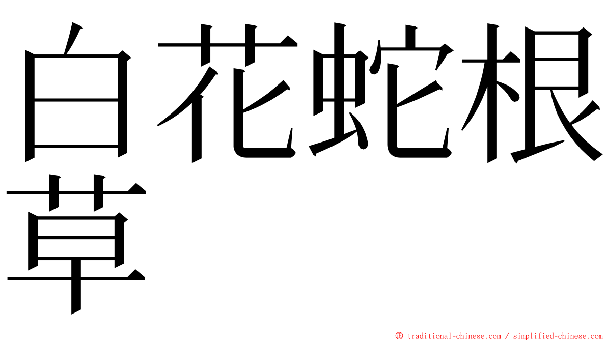 白花蛇根草 ming font