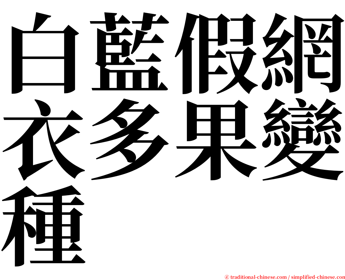 白藍假網衣多果變種 serif font