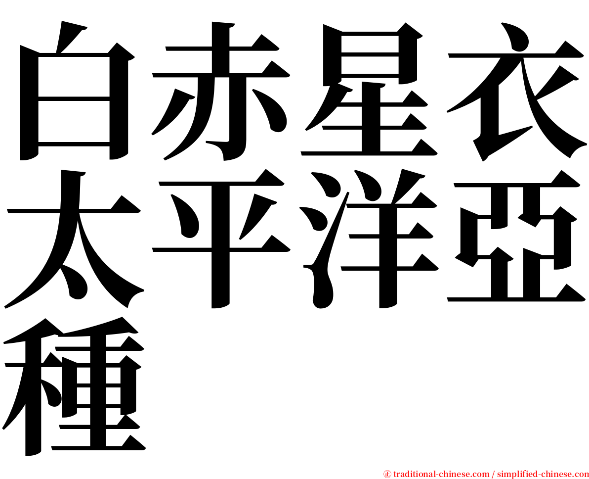 白赤星衣太平洋亞種 serif font