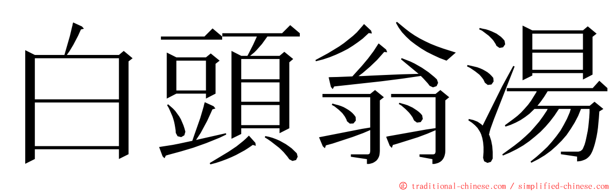 白頭翁湯 ming font