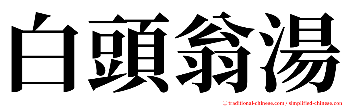 白頭翁湯 serif font