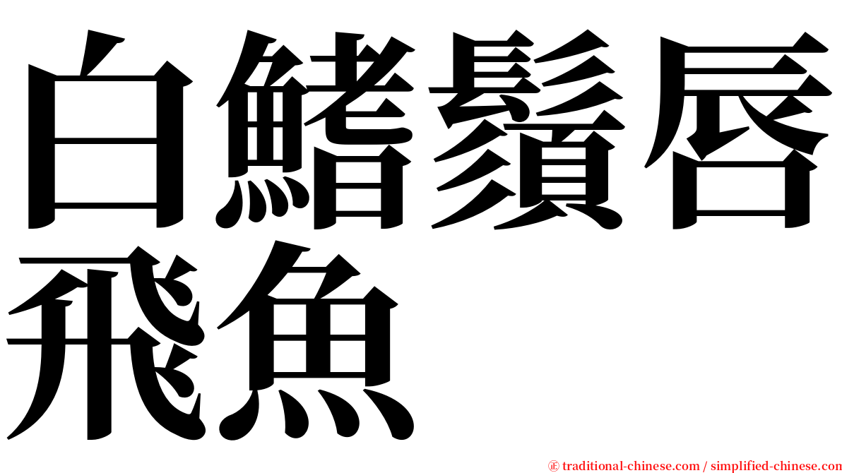 白鰭鬚唇飛魚 serif font