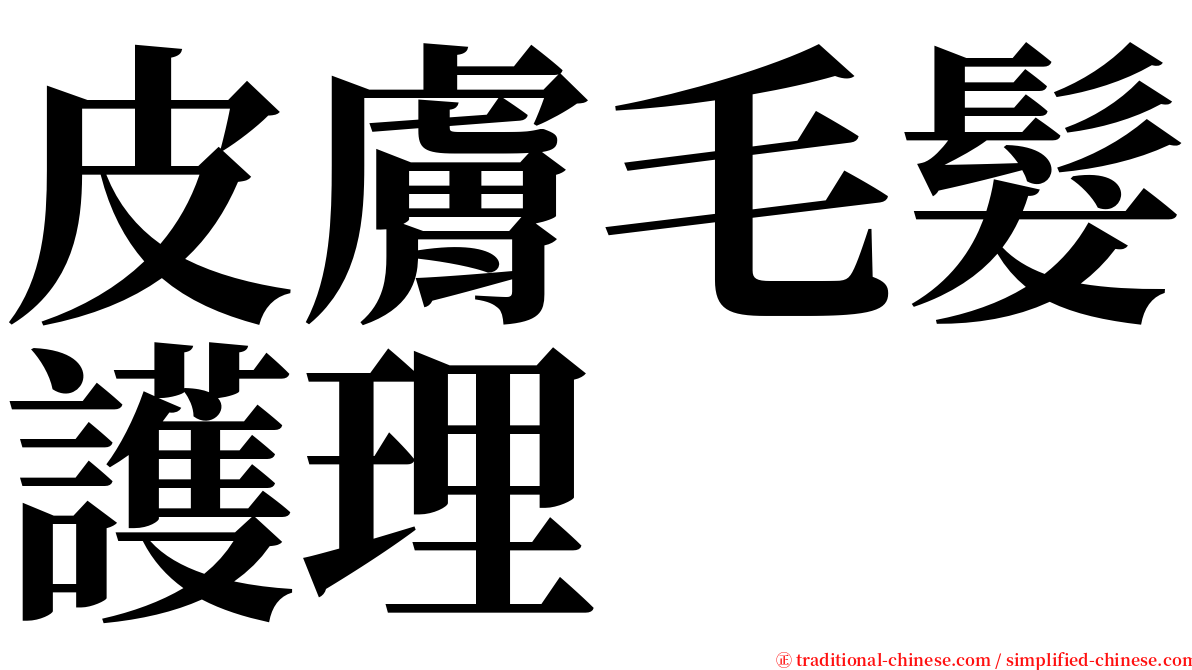 皮膚毛髮護理 serif font