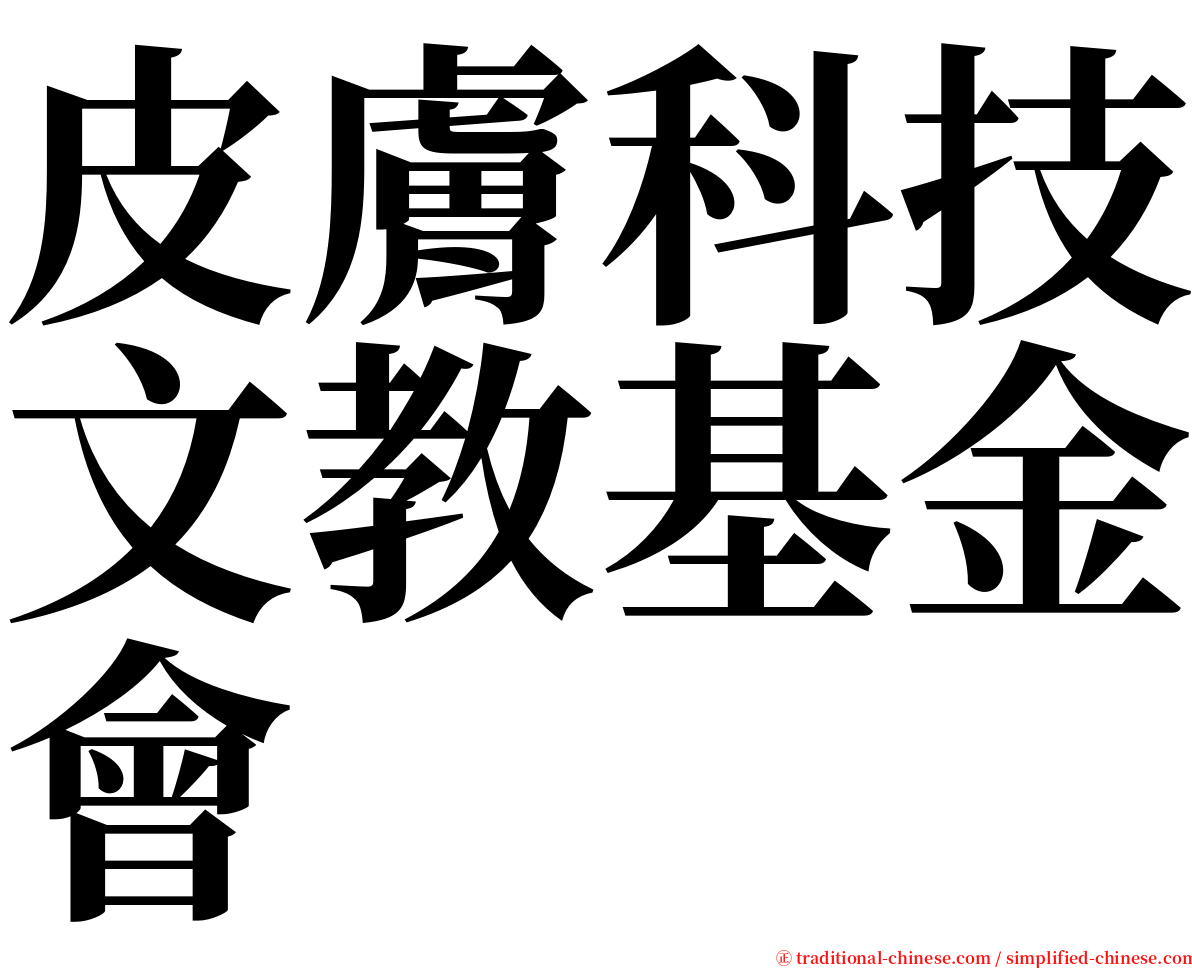 皮膚科技文教基金會 serif font