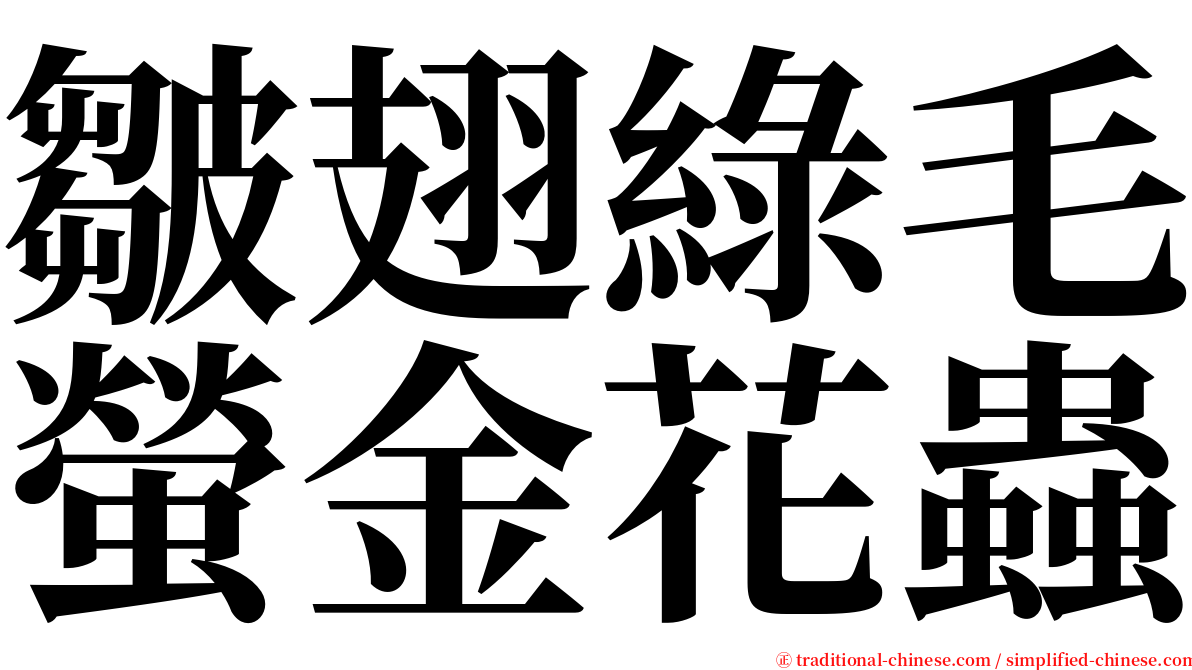 皺翅綠毛螢金花蟲 serif font