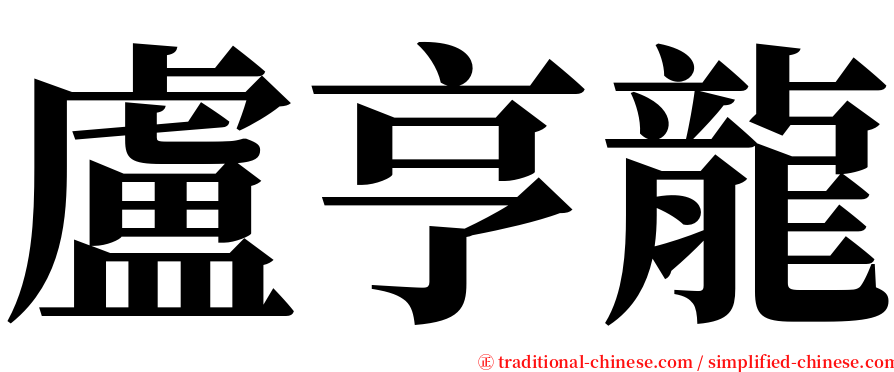 盧亨龍 serif font