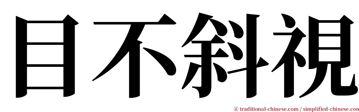 目不斜視 serif font