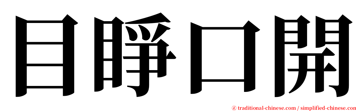 目睜口開 serif font