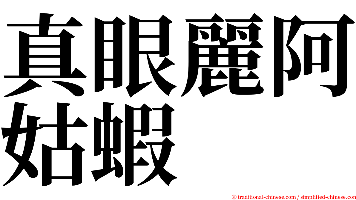 真眼麗阿姑蝦 serif font