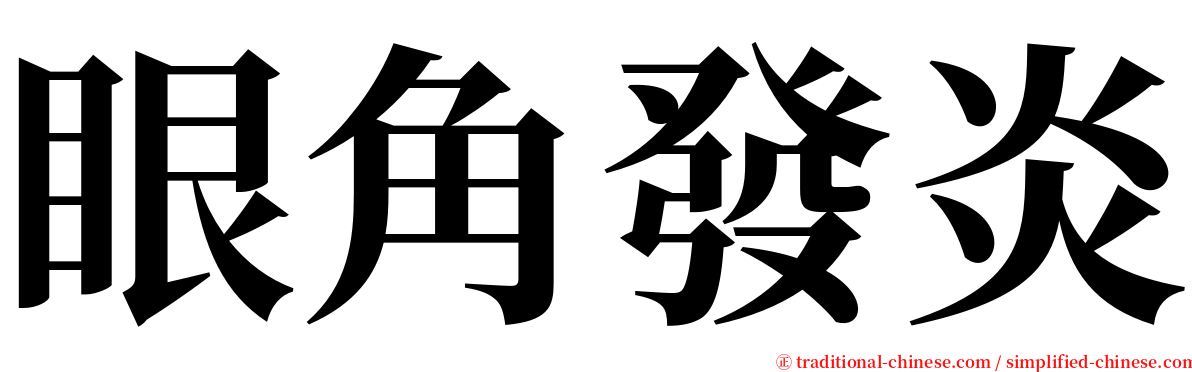 眼角發炎 serif font