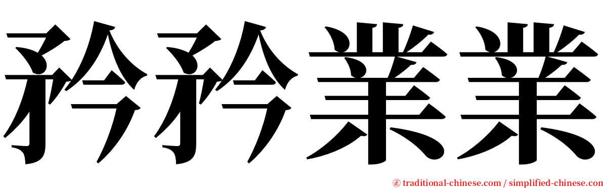 矜矜業業 serif font