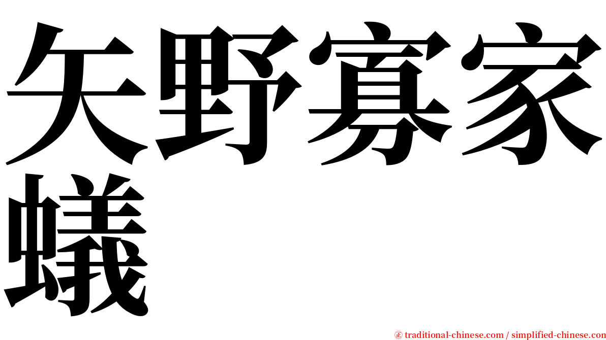 矢野寡家蟻 serif font