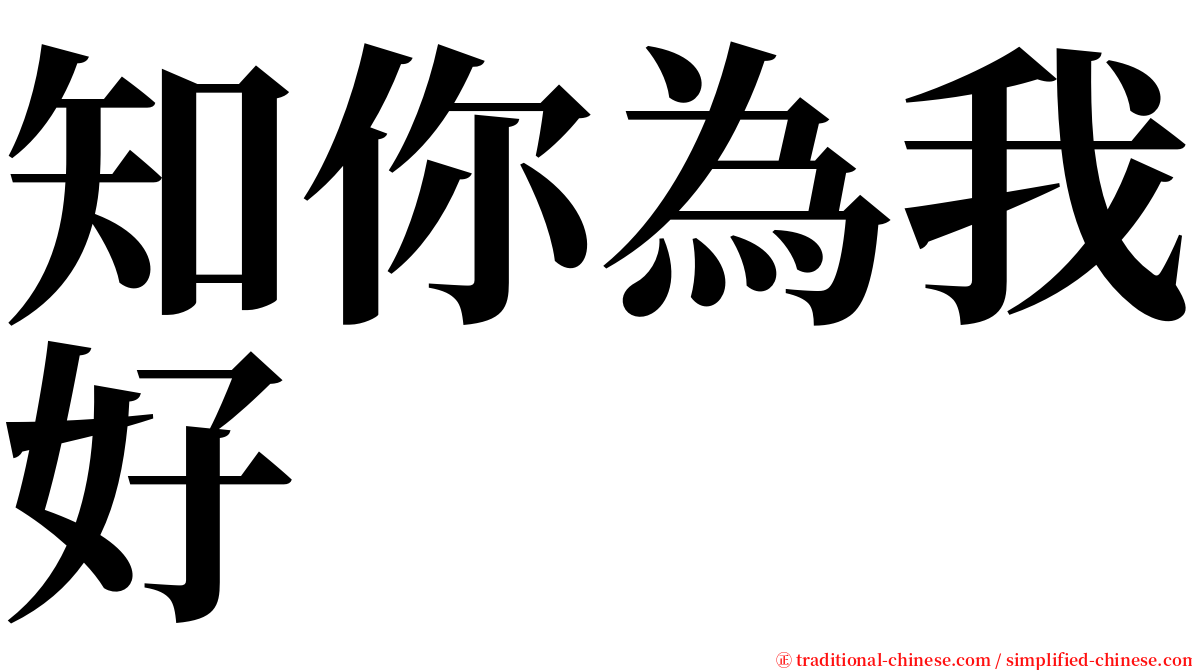 知你為我好 serif font