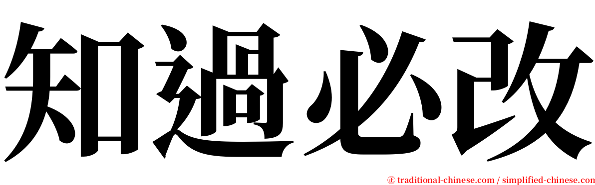 知過必改 serif font