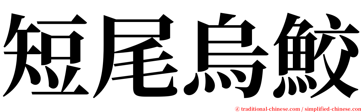 短尾烏鮫 serif font