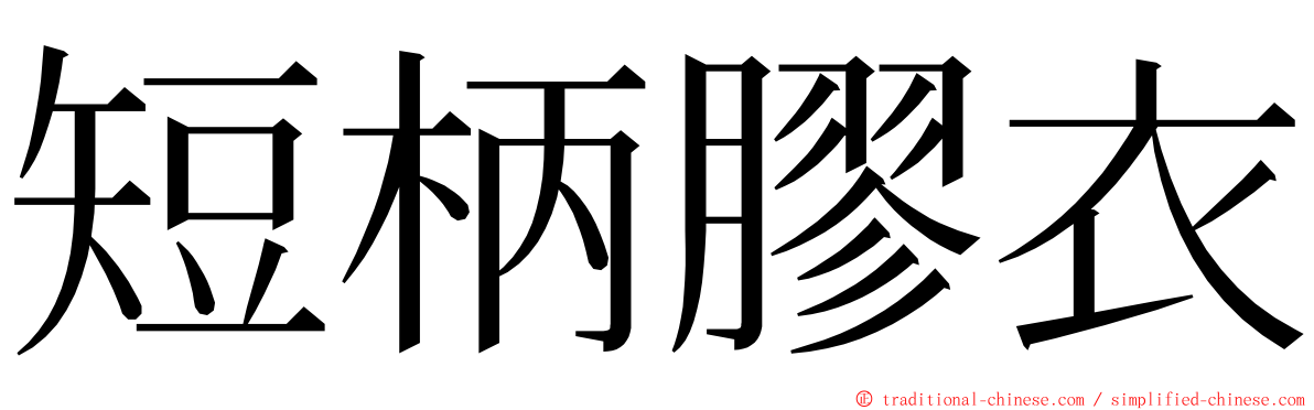 短柄膠衣 ming font