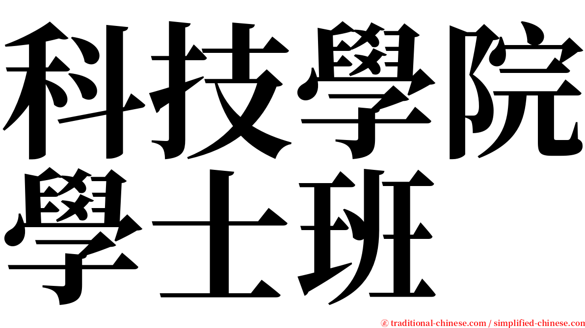 科技學院學士班 serif font