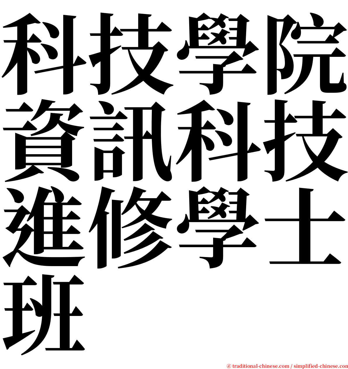 科技學院資訊科技進修學士班 serif font