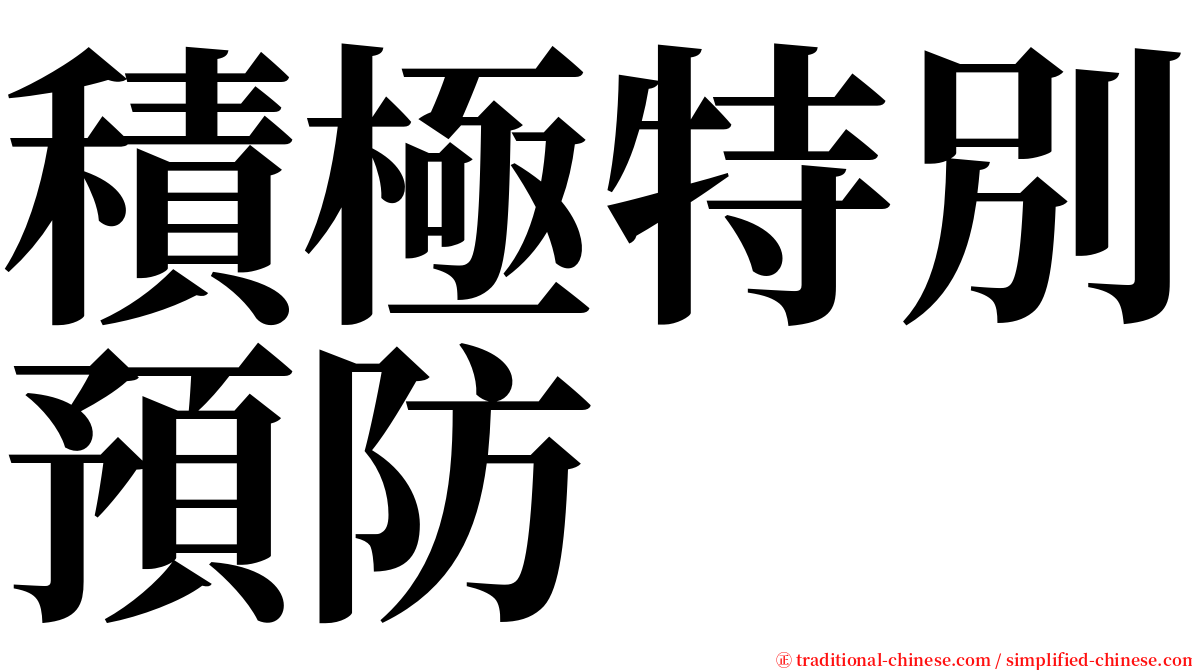 積極特別預防 serif font