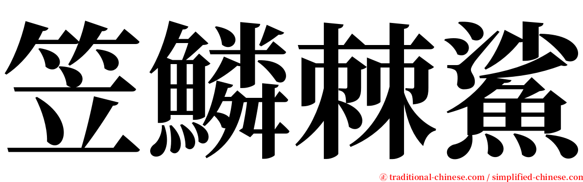 笠鱗棘鯊 serif font