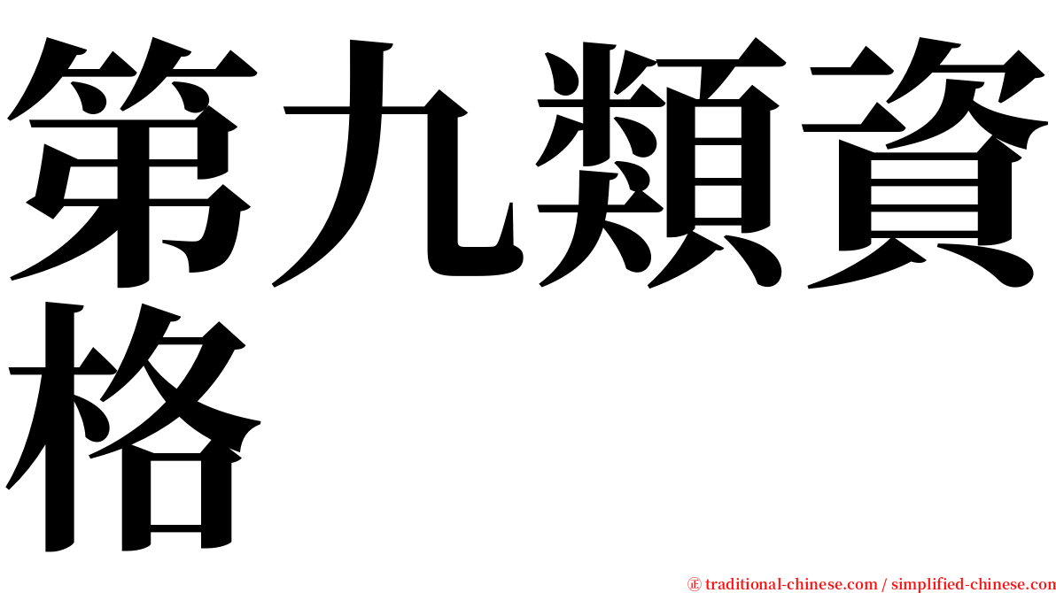 第九類資格 serif font