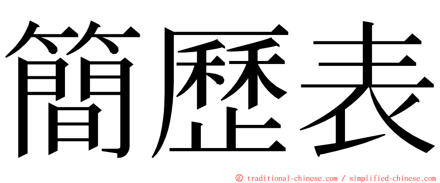 簡歷表 ming font