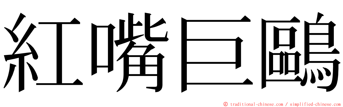 紅嘴巨鷗 ming font