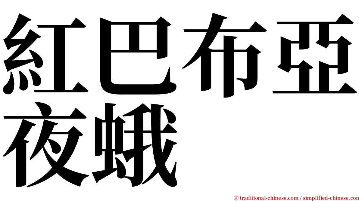 紅巴布亞夜蛾 serif font