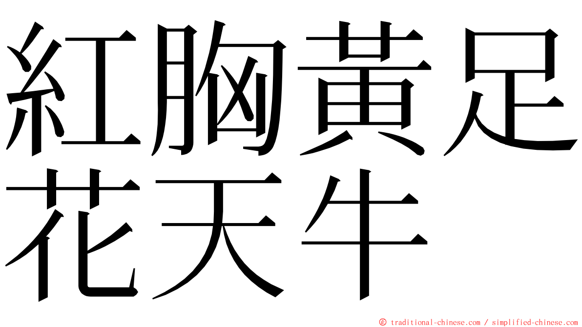 紅胸黃足花天牛 ming font