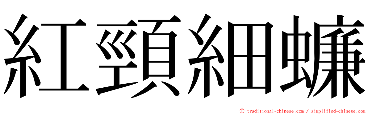 紅頸細蠊 ming font