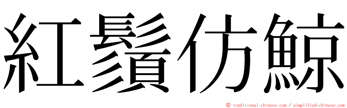 紅鬚仿鯨 ming font