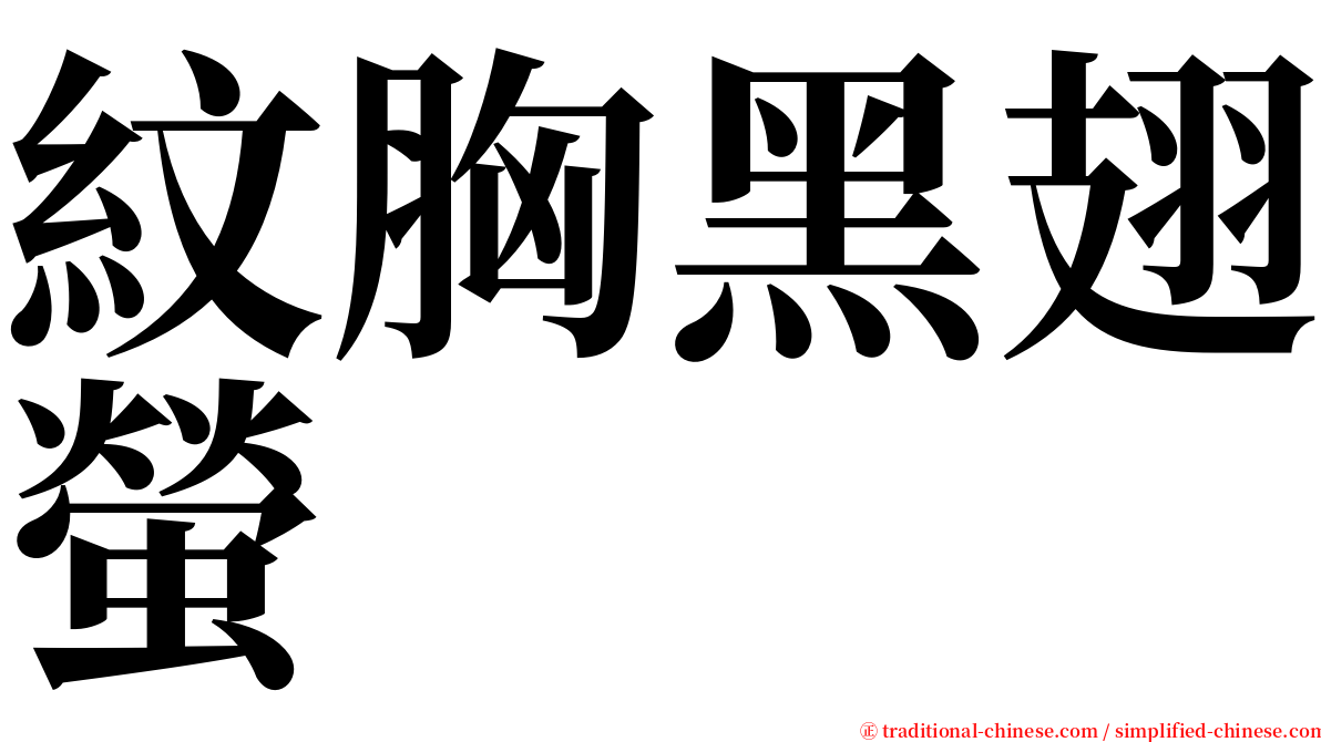 紋胸黑翅螢 serif font