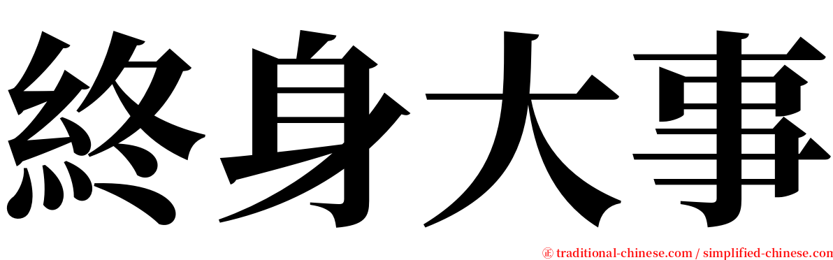 終身大事 serif font