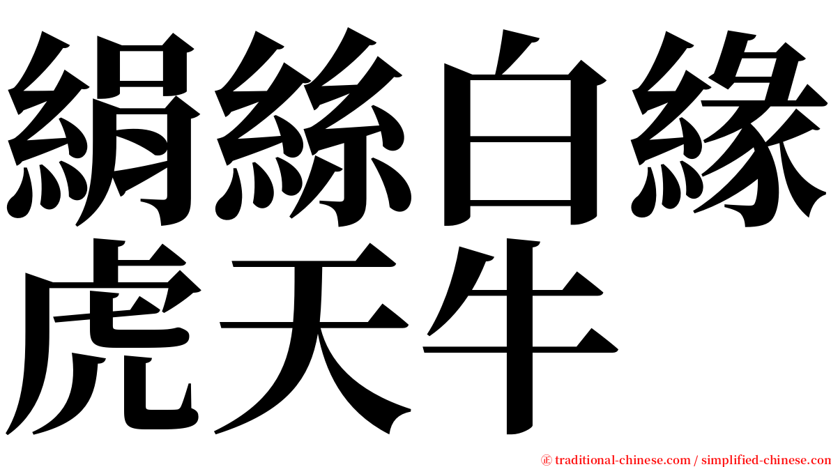 絹絲白緣虎天牛 serif font