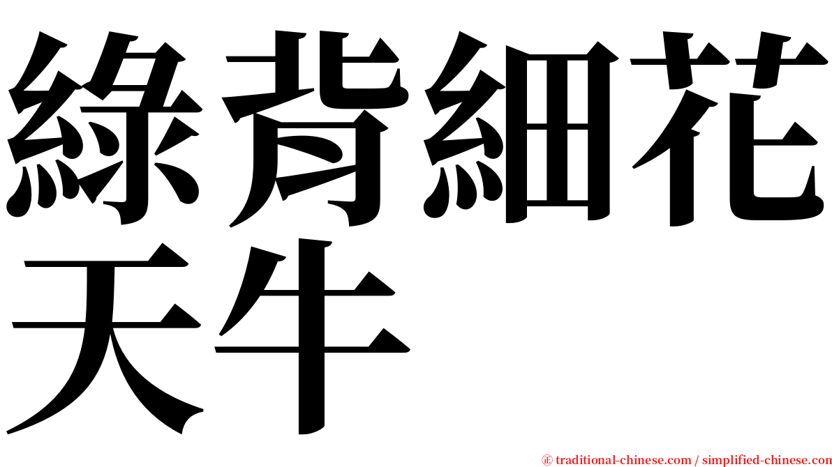 綠背細花天牛 serif font