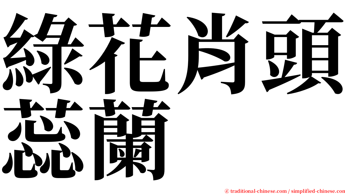 綠花肖頭蕊蘭 serif font