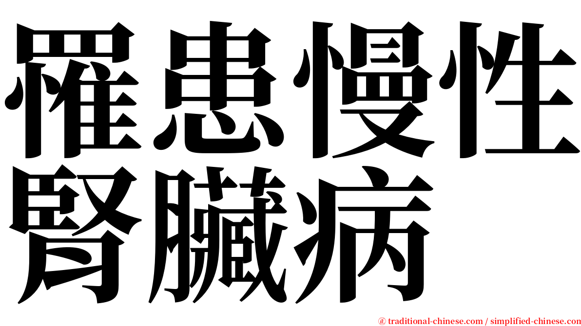 罹患慢性腎臟病 serif font