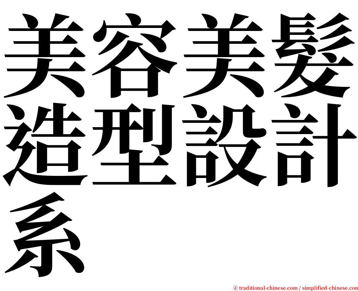 美容美髮造型設計系 serif font