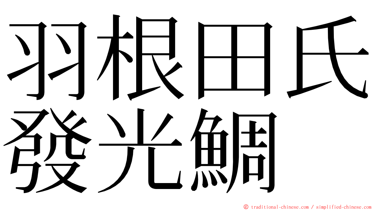 羽根田氏發光鯛 ming font