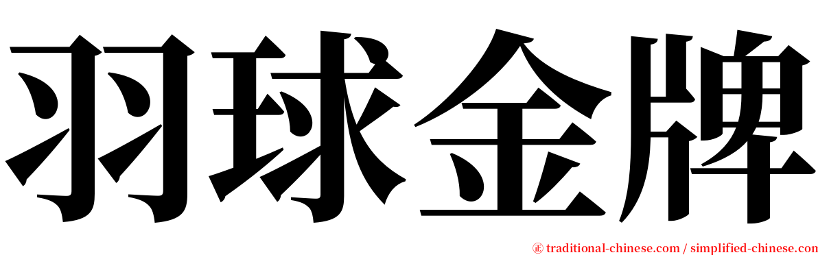 羽球金牌 serif font