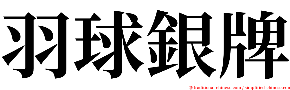 羽球銀牌 serif font