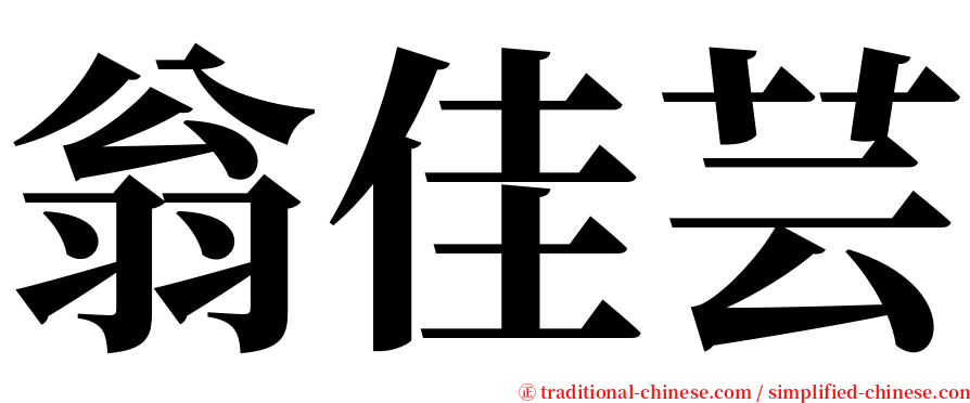 翁佳芸 serif font